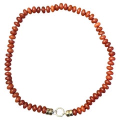 CARNELIAN NECKLACE, Carnelian & 14k Gold with Charm Enhancer