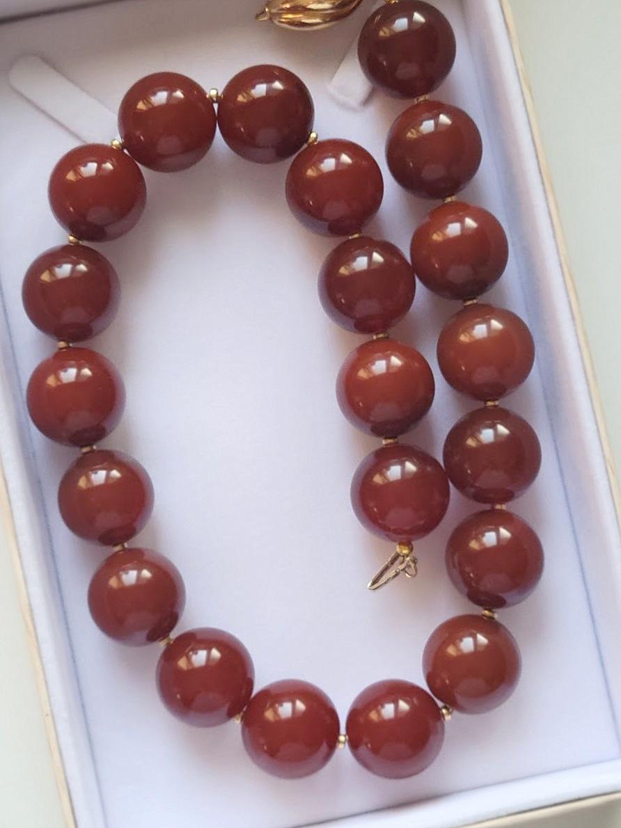 Bead Reserved Carnelian Necklace with Gold Clasp