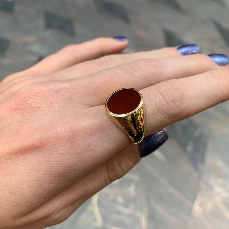 Carnelian Stone Ring Set in 18 Karat Yellow Gold at 1stDibs
