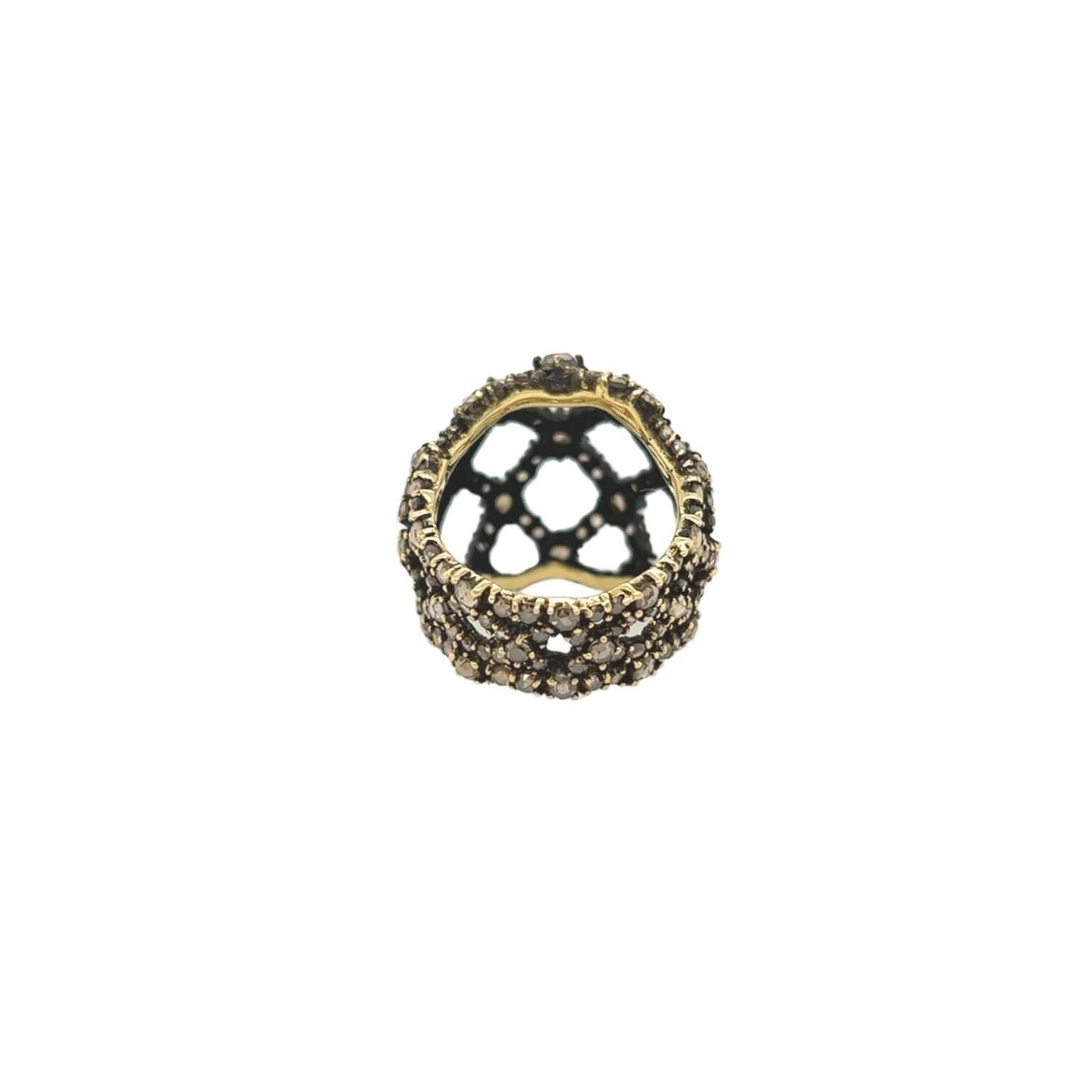 Anillo Carnet de Oro Amarillo y Diamante Marrón Claro Corte rosa