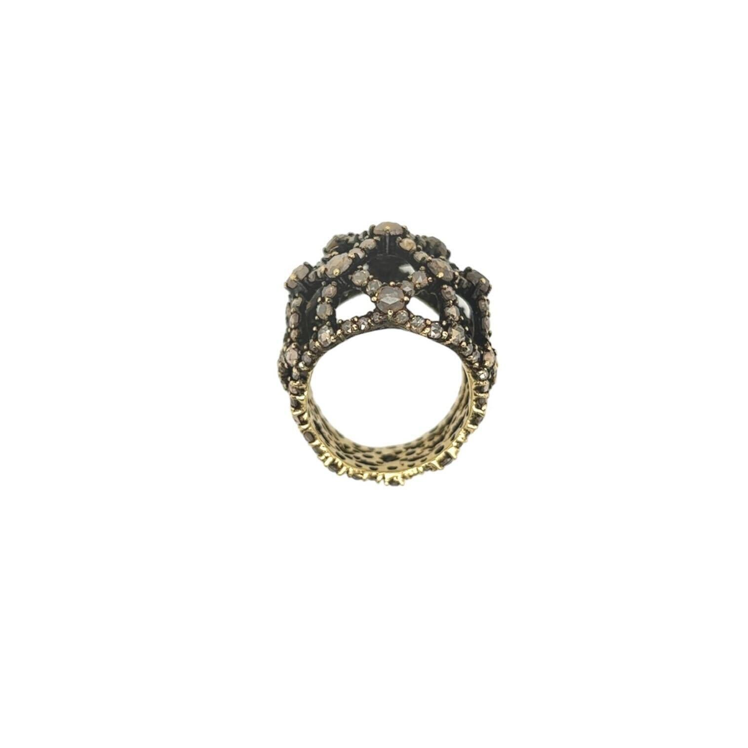 Anillo Carnet de Oro Amarillo y Diamante Marrón Claro en Excelente Estado en New York, NY