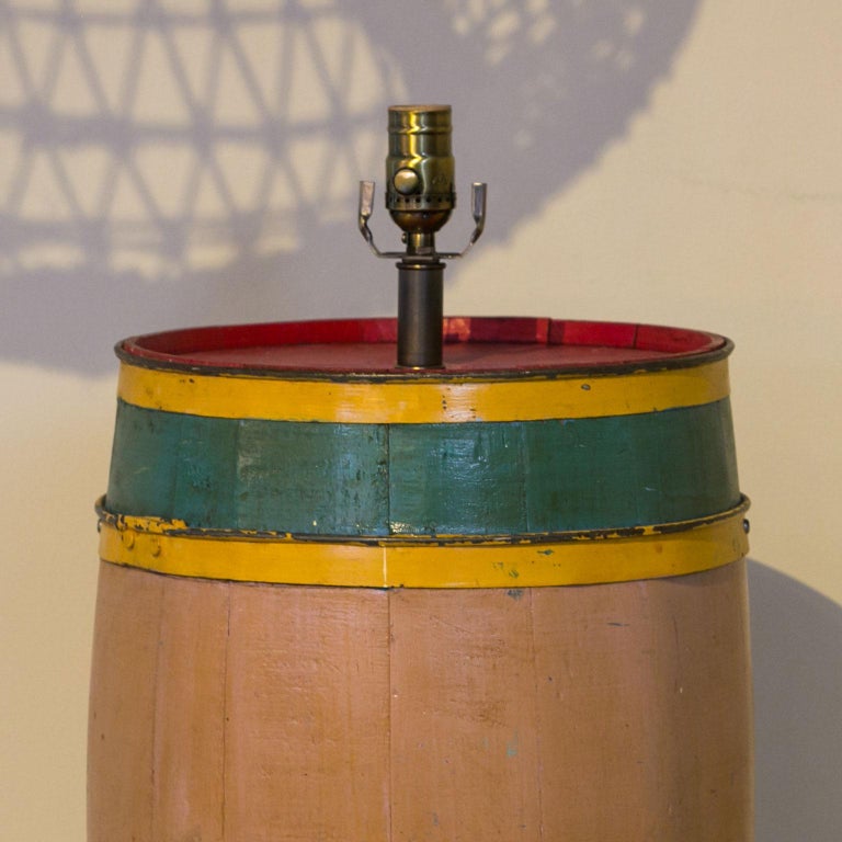 Hand-Crafted Carnival Barrel Table Lamp For Sale