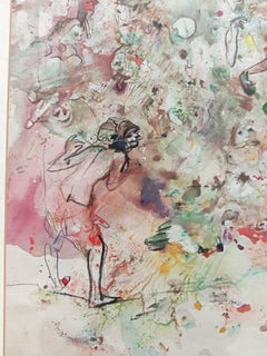 Carnival Composition, Watercolor and Ink on Paper by Tomislav Spasic, Yugoslavia