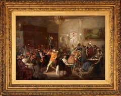 Carnival evening scene in a study in Montmartre in the style of Abel Truch.