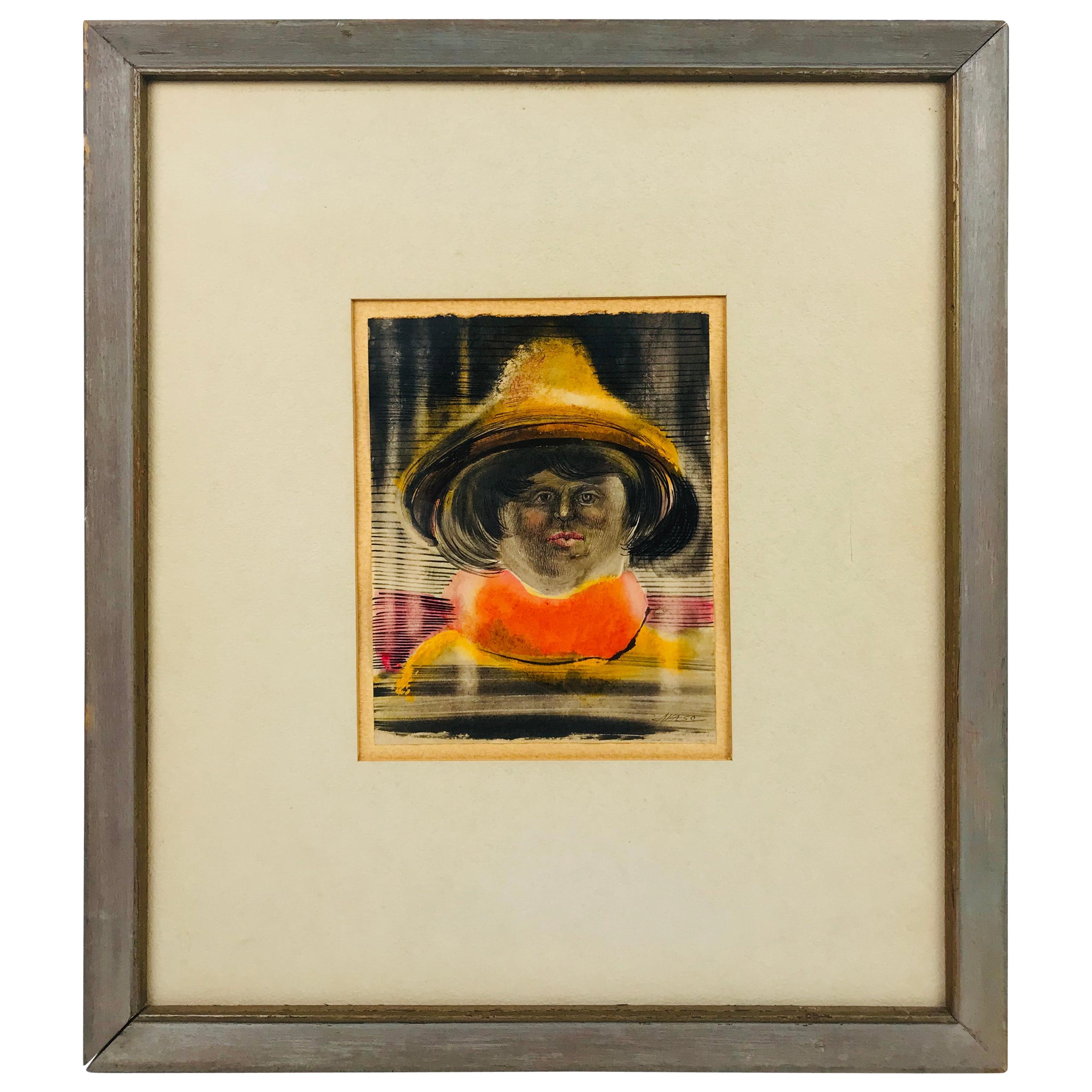 « Figure de carnaval » par Manuel Agaso Encre et aquarelle sur papier