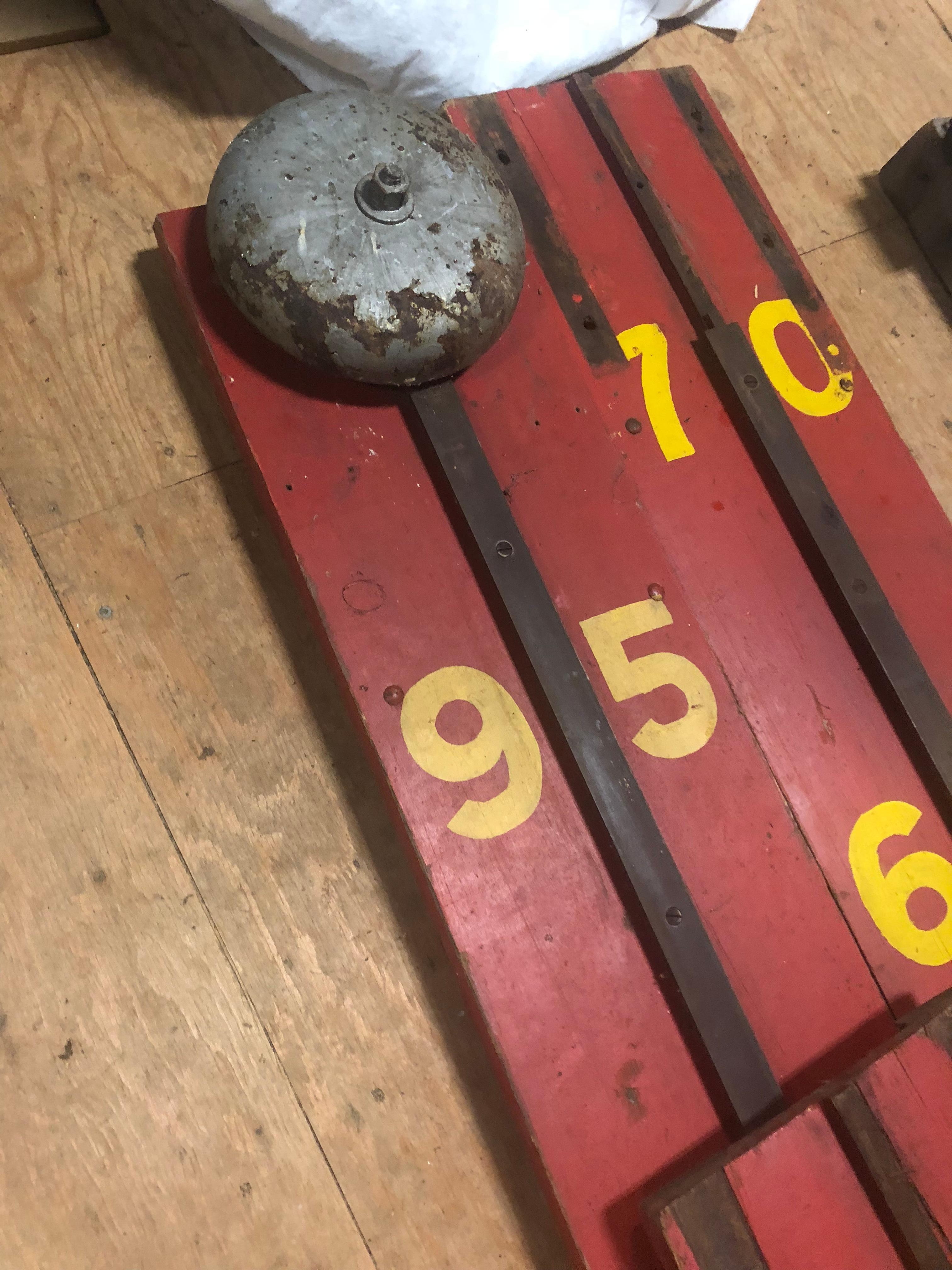 A vintage “High-Striker” carnival strength game circa 1940, original paint with matching mallet. Over 23 feet tall! Disassembles into 4 pieces for easy transport and sets up in minutes with 8 bolts. 
Great history and nostalgia. Fully functional.