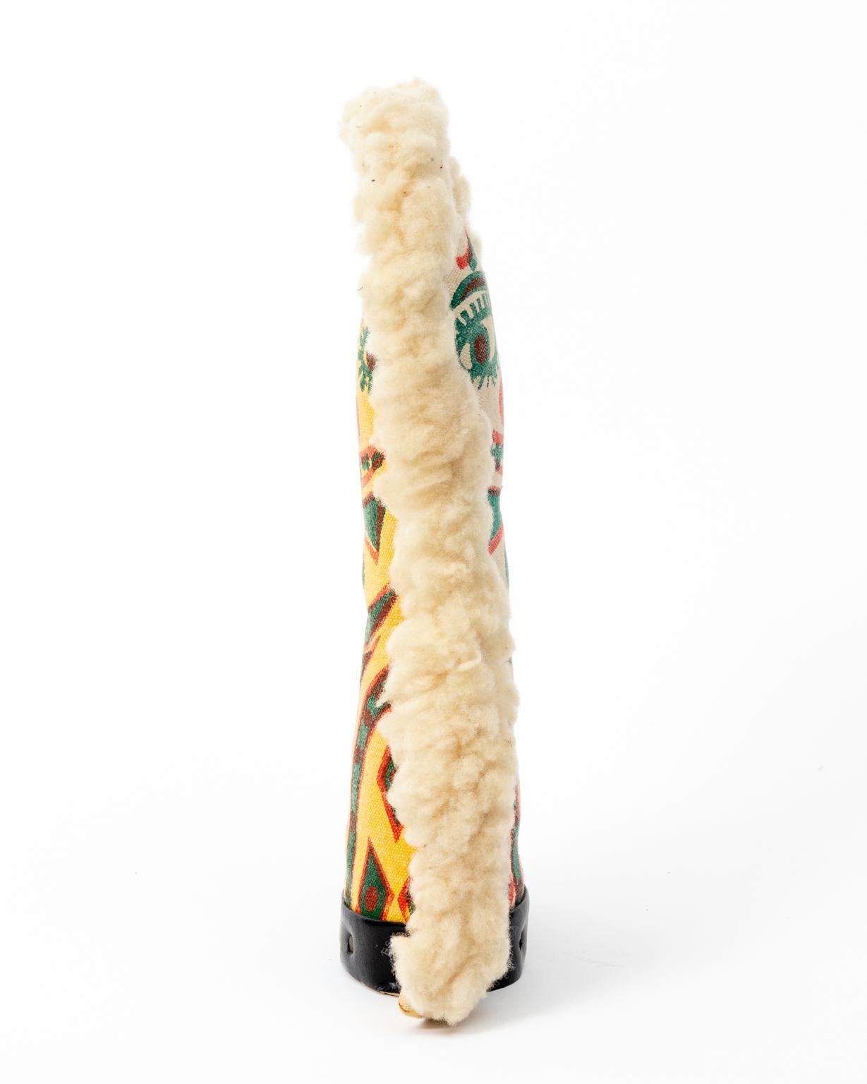 Circa 20th century vintage carnival knockdown clown figure composed of cloth, wood, and leather. Origin Unknown. Please note of wear consistent with age.