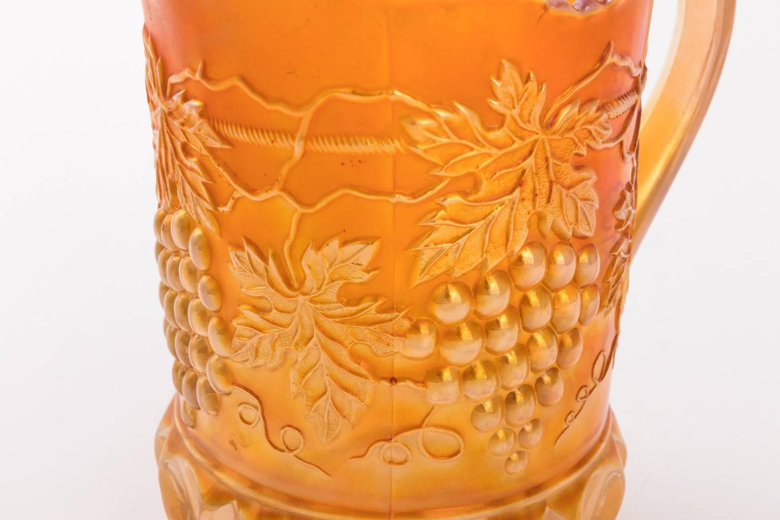 orange carnival glass pitcher