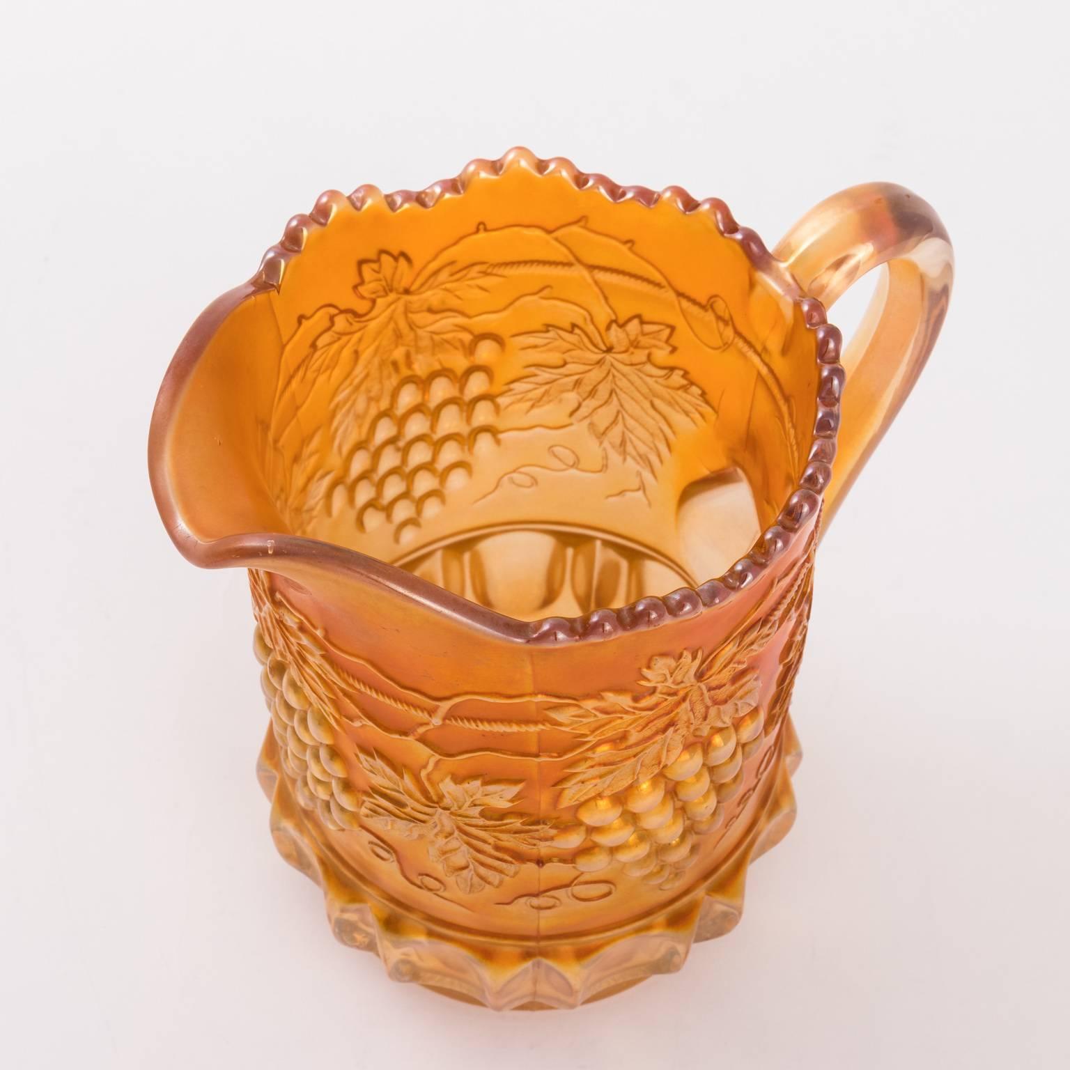 marigold carnival glass pitcher