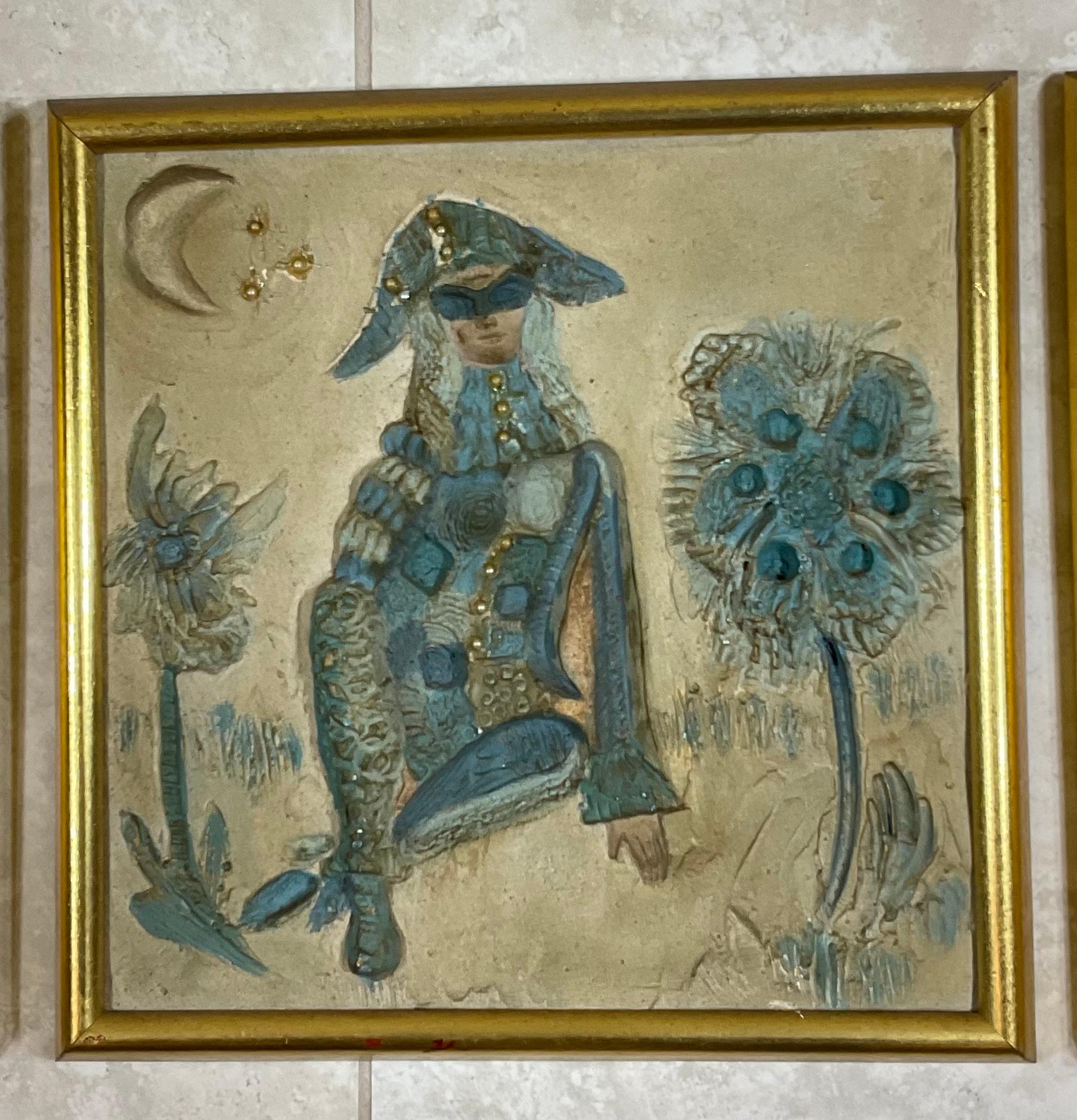 20th Century Carnival of Venice Four Vintage Hanging Tiles For Sale