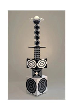 Carnival Style Floor Lamp, Hand-Crafted Lucite & Wood, 1950s USA