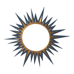 Miroir circulaire de carnaval Zulu en bleu marine à dos nu