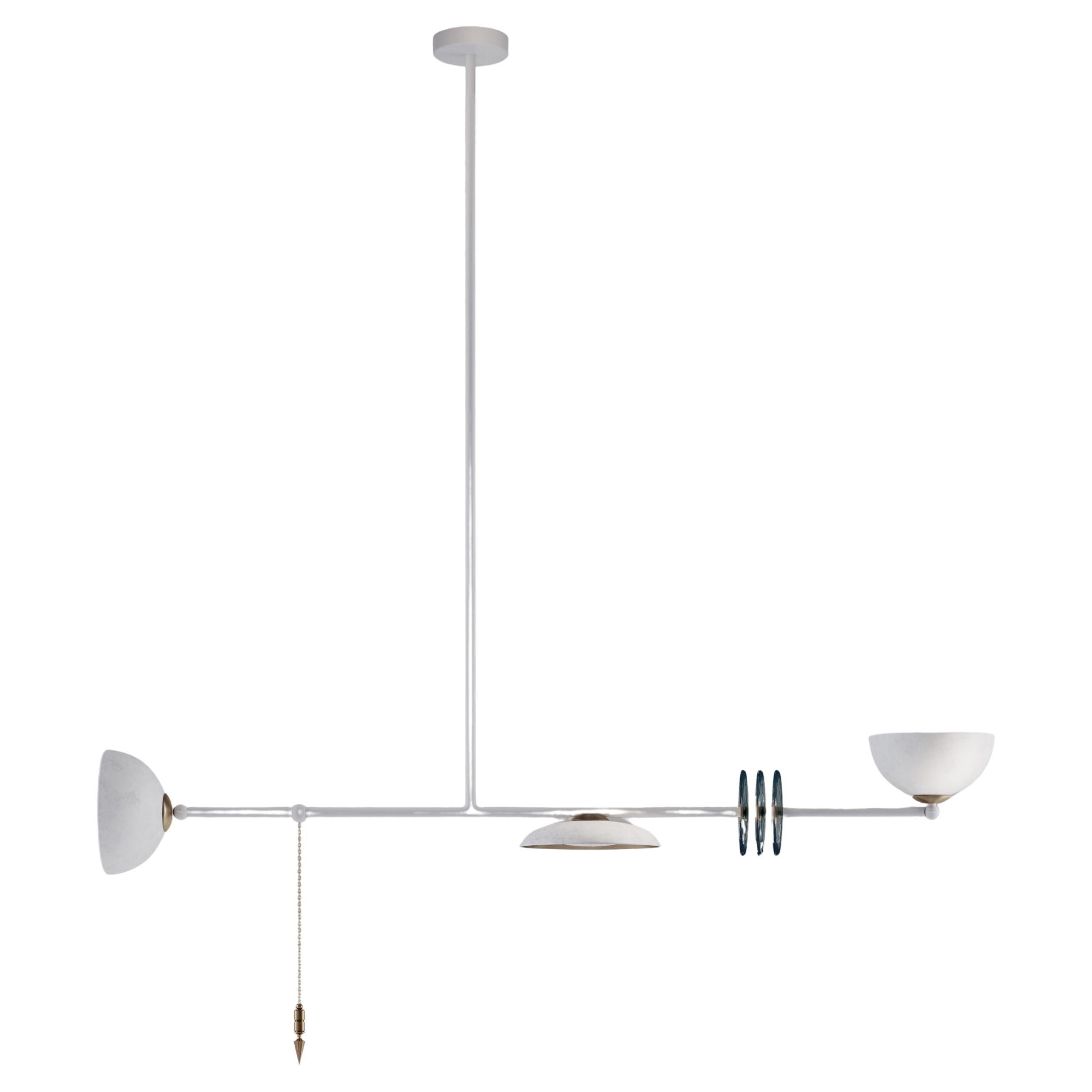 'Carnivale Acrobat Blanc' Handmade Blanc Patinated Brass Linear Chandelier