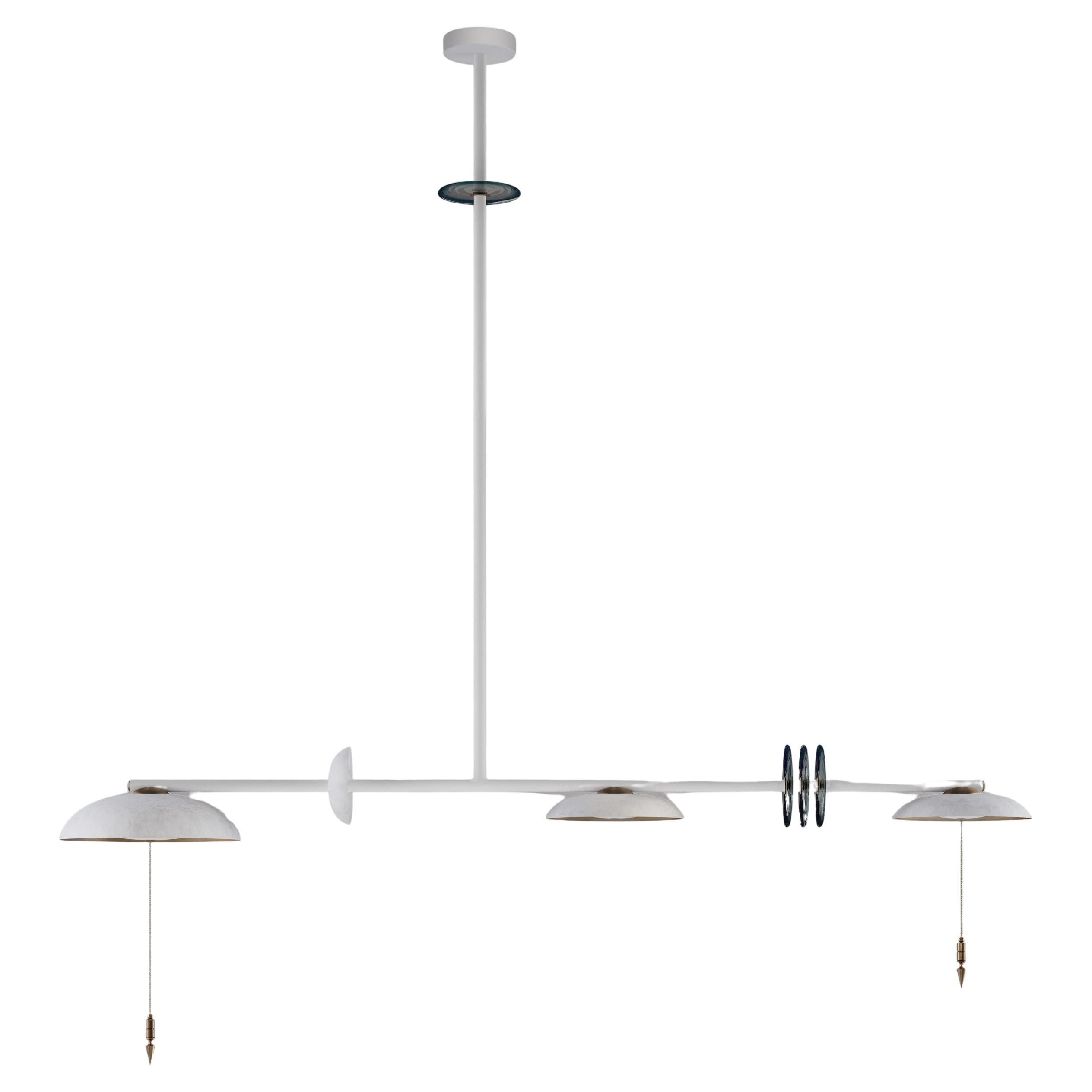 'Carnivale Jongleur Blanc' Handmade Blanc Patinated Brass Linear Chandelier