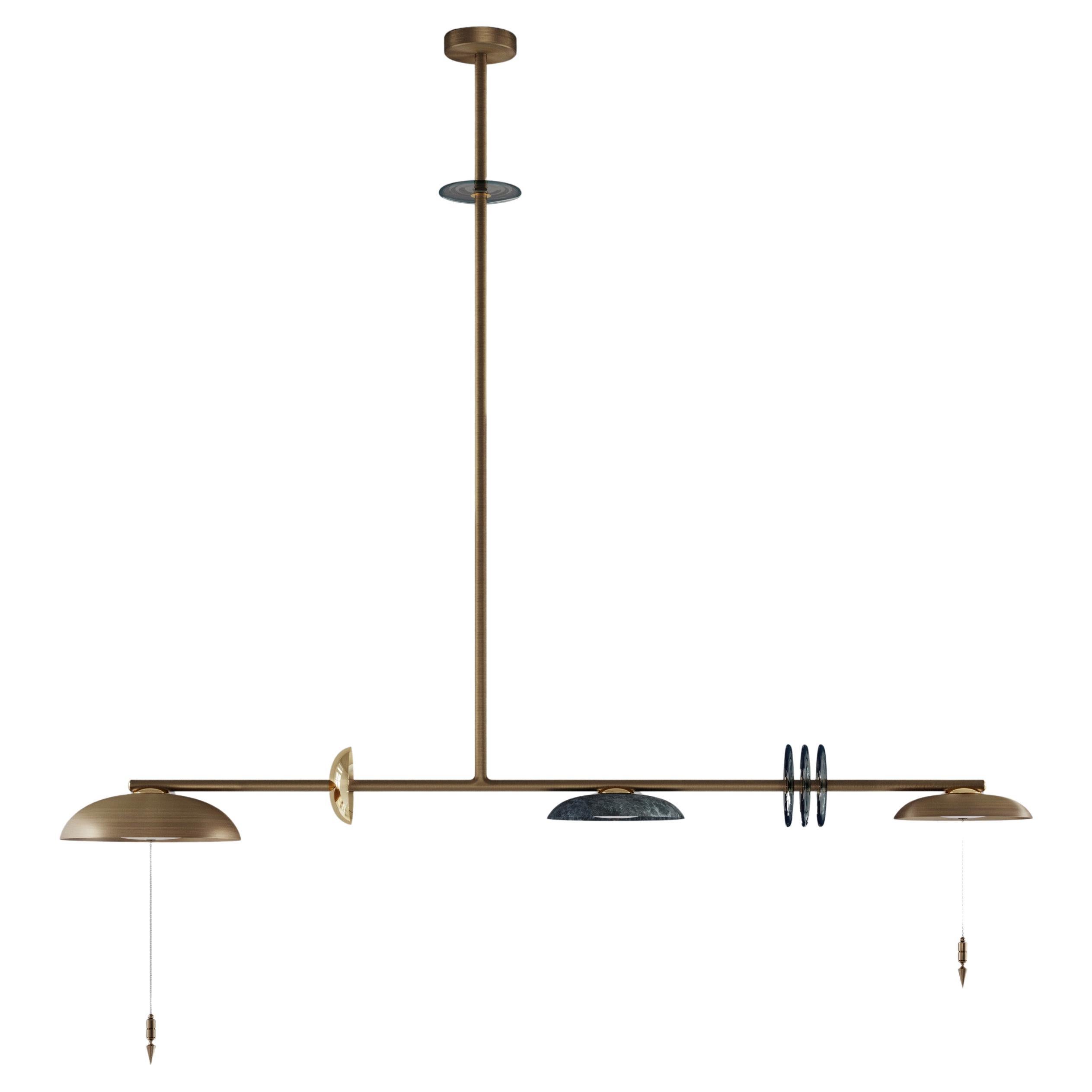 'Carnivale Jongleur' Handmade Callisto Patinated Brass Linear Chandelier