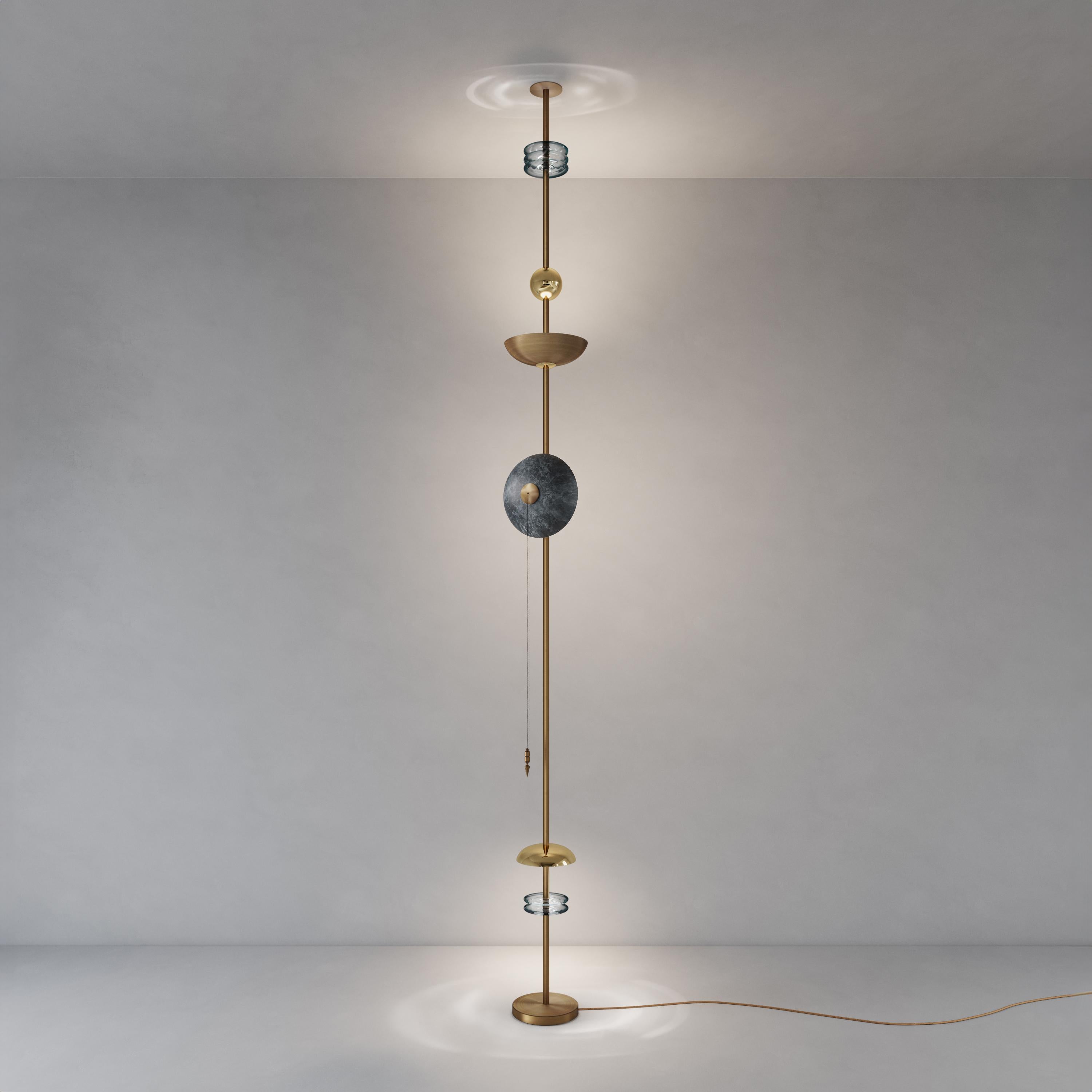 Organic Modern 'Carnivale Roncalli' Handmade Callisto Patinated Brass Floor to Ceiling Light For Sale