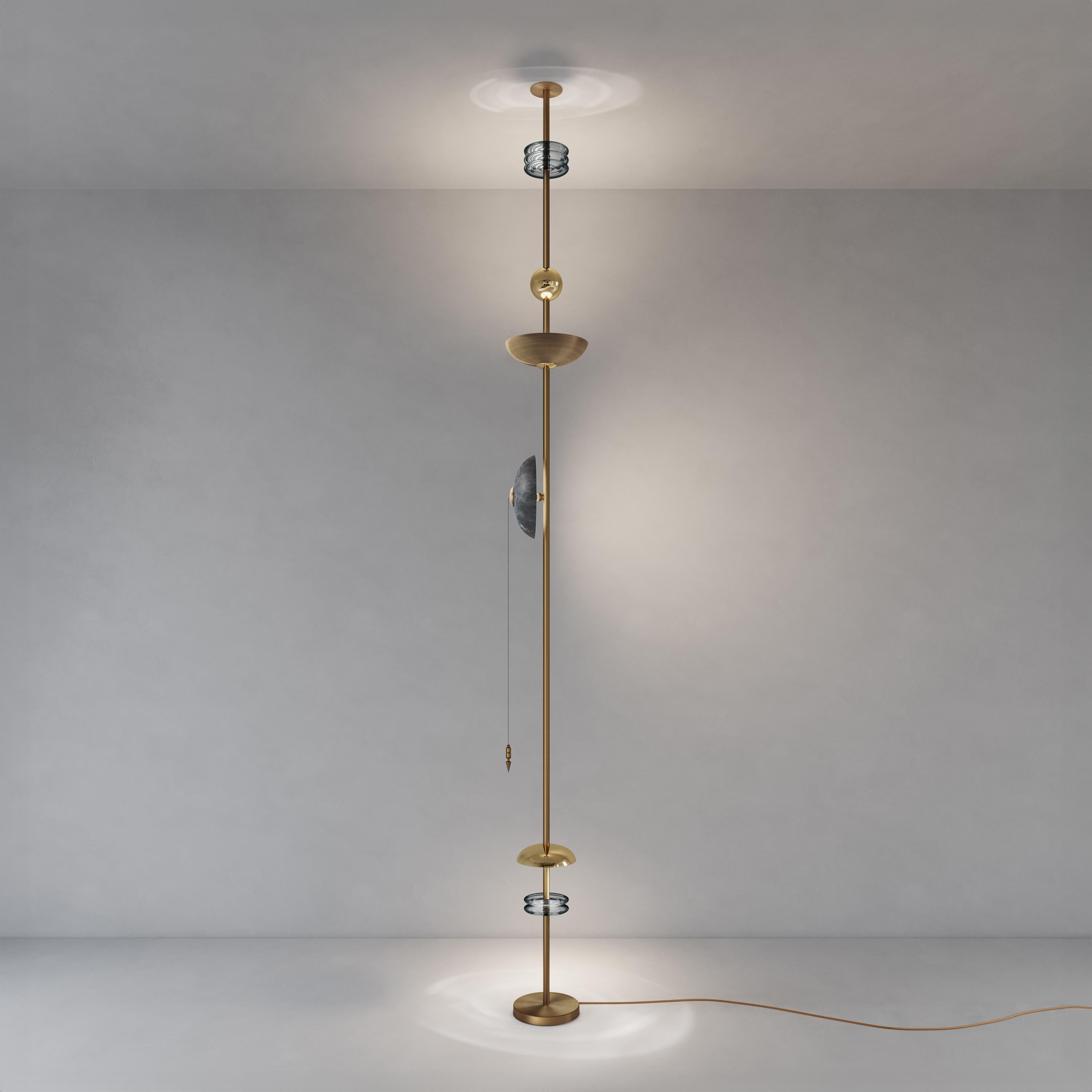 'Carnivale Roncalli' Handmade Callisto Patinated Brass Floor to Ceiling Light In New Condition For Sale In London, England