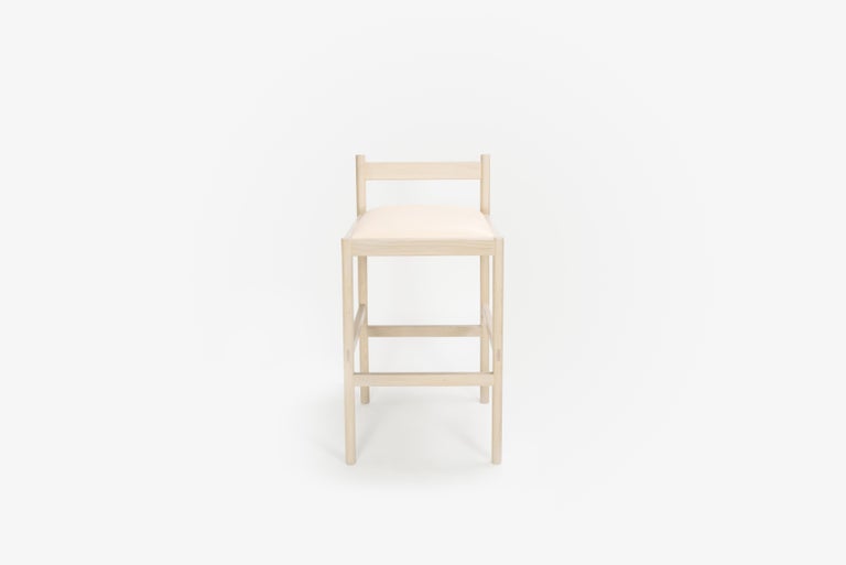Sun at six is a contemporary furniture design studio working with traditional Chinese joinery masters to handcraft our pieces using traditional joinery. This minimal counter stool combines clean lines with quality material: solid white oak and