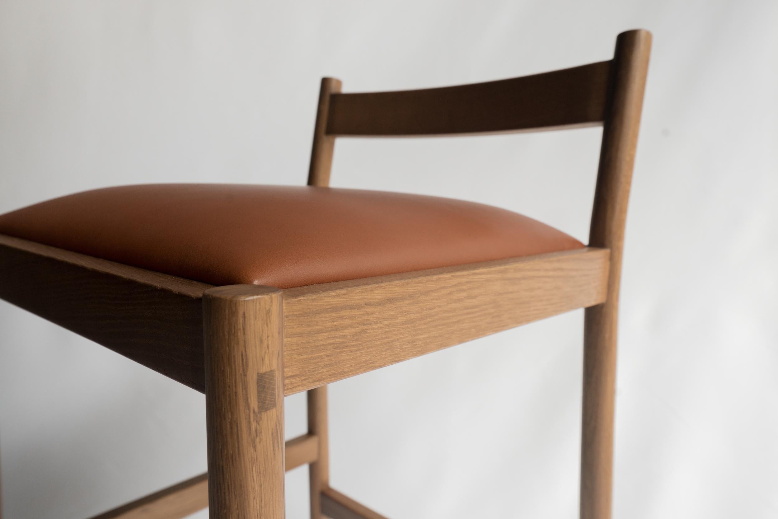 Joinery Carob Stool, Minimalist Kitchen Counter or Bar Stool For Sale