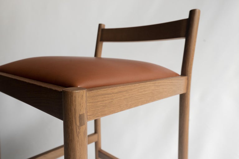 Carob Counter Stool by Sun at Six, Sienna Minimalist Stool in Oak Wood In New Condition For Sale In San Jose, CA