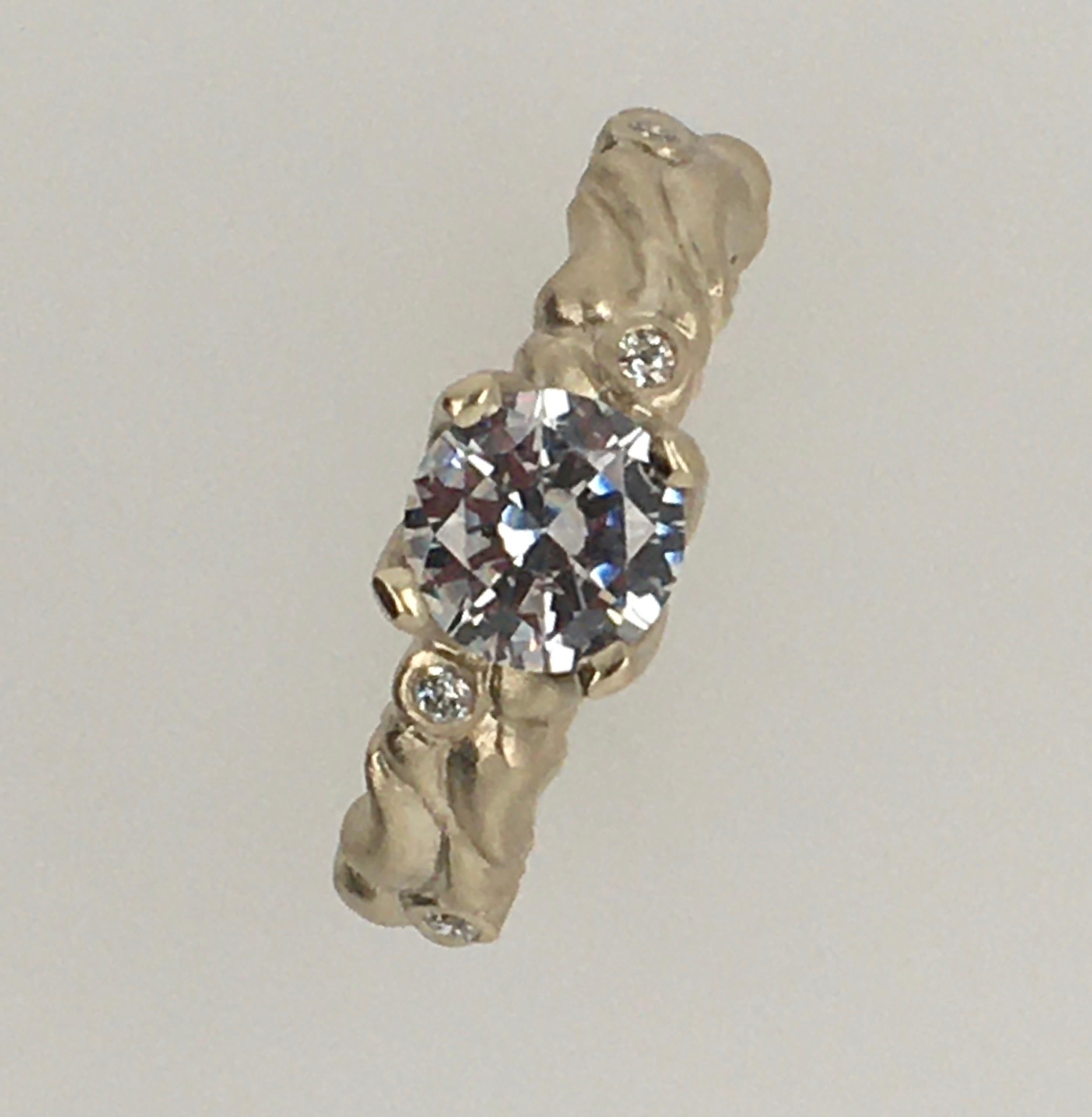 Modern CAROL ACKERMAN  Cubic Zirconia Setting with 8 Diamonds in Gold Engagement Ring For Sale