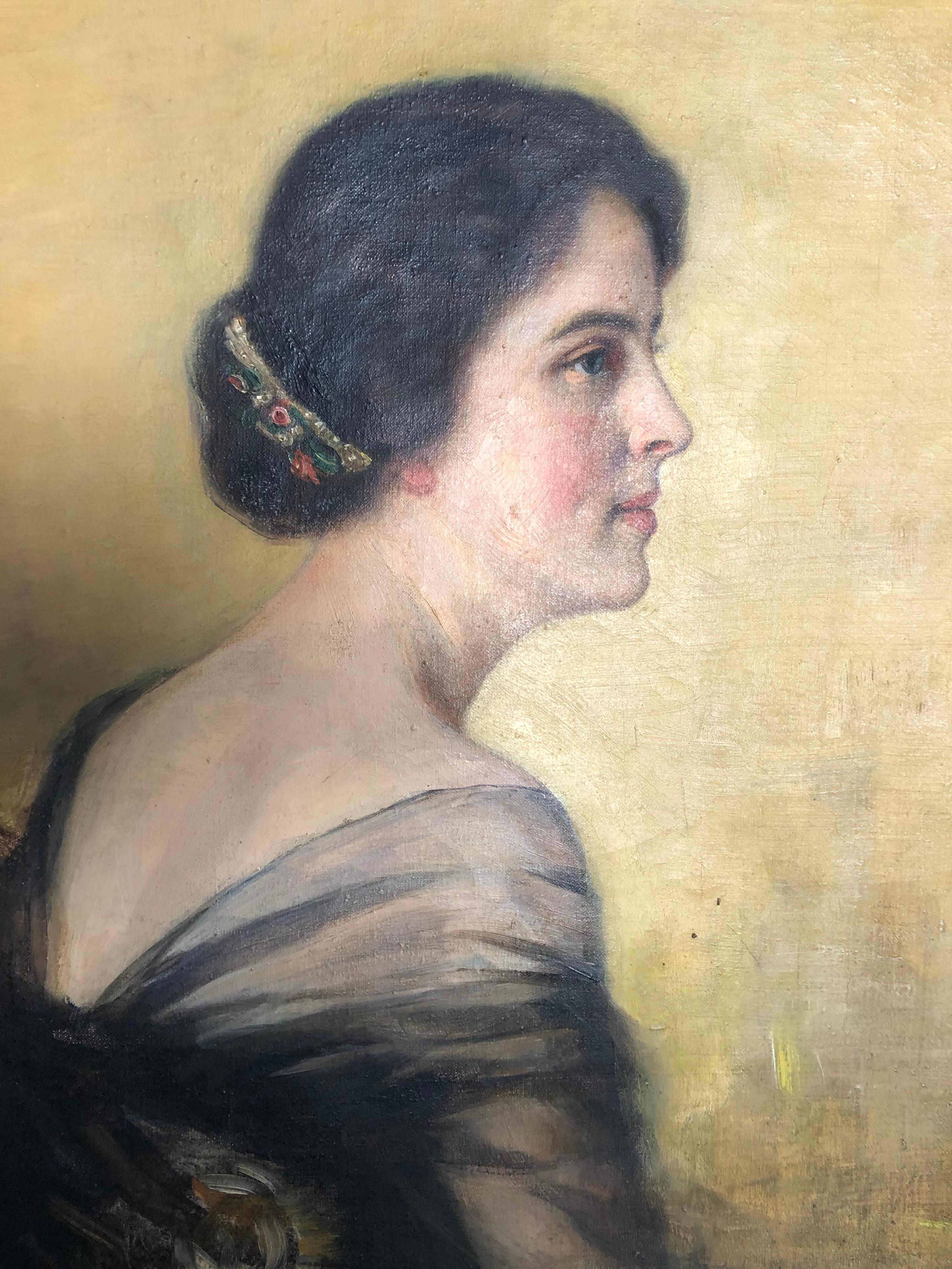 Carol Aus  Portrait du portrait de  Une femme dans un cadre spectaculaire du 19ème siècle en vente 3
