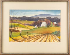 Vintage Carol Barany (1935- ) Landscape Watercolor