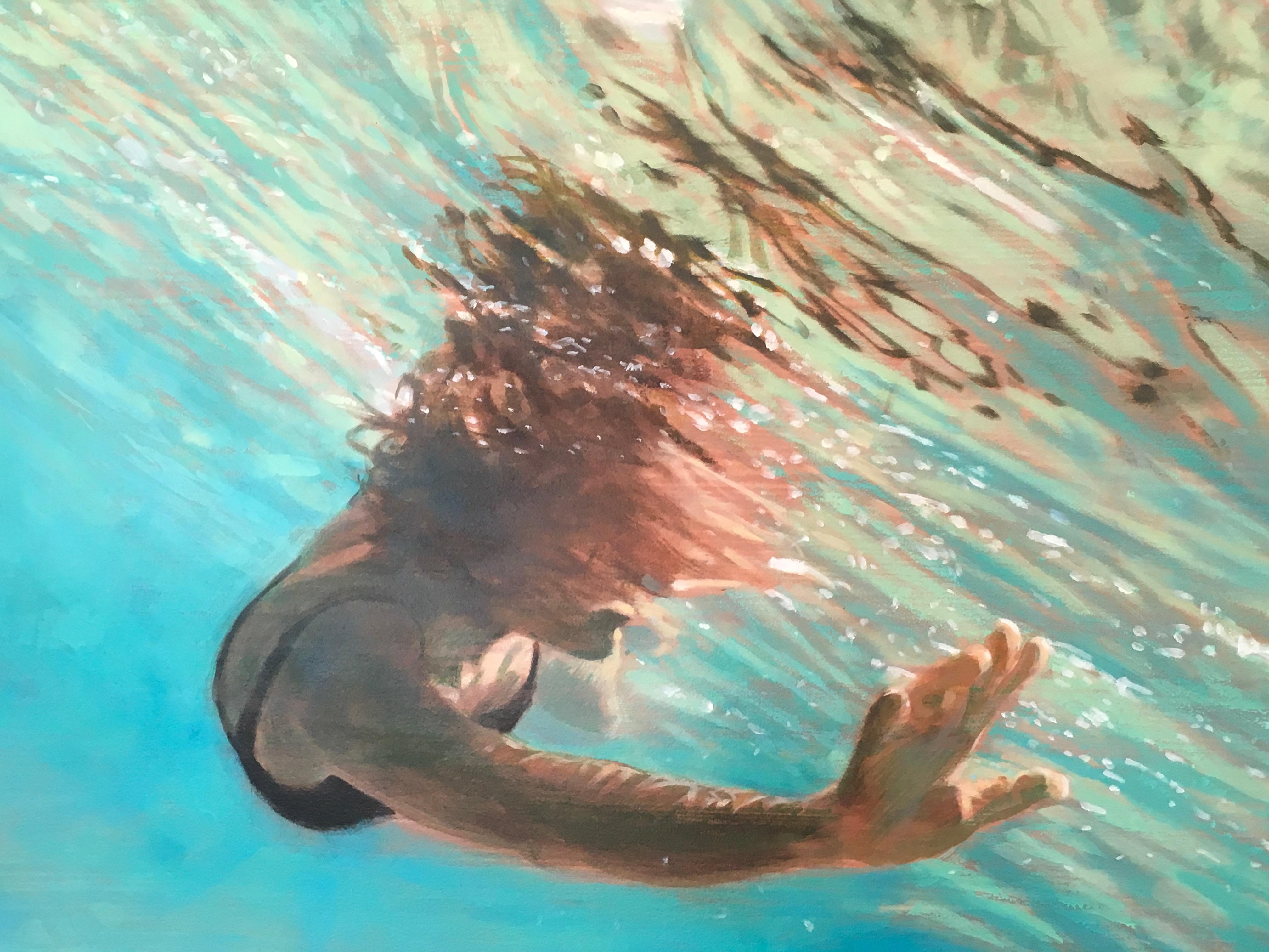 woman swimming art