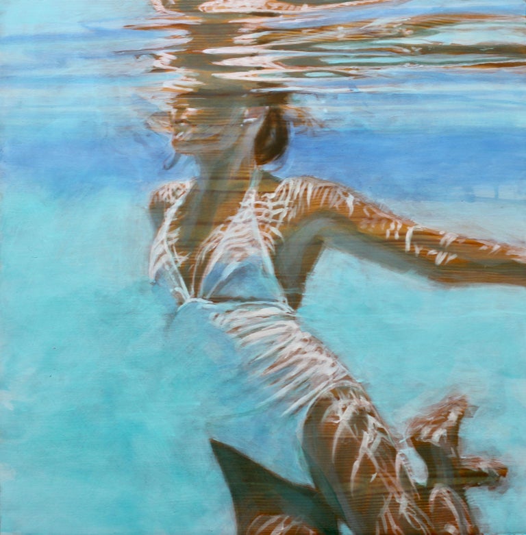 Carol Bennett Dissolve Square Oil Painting Of A Woman In A