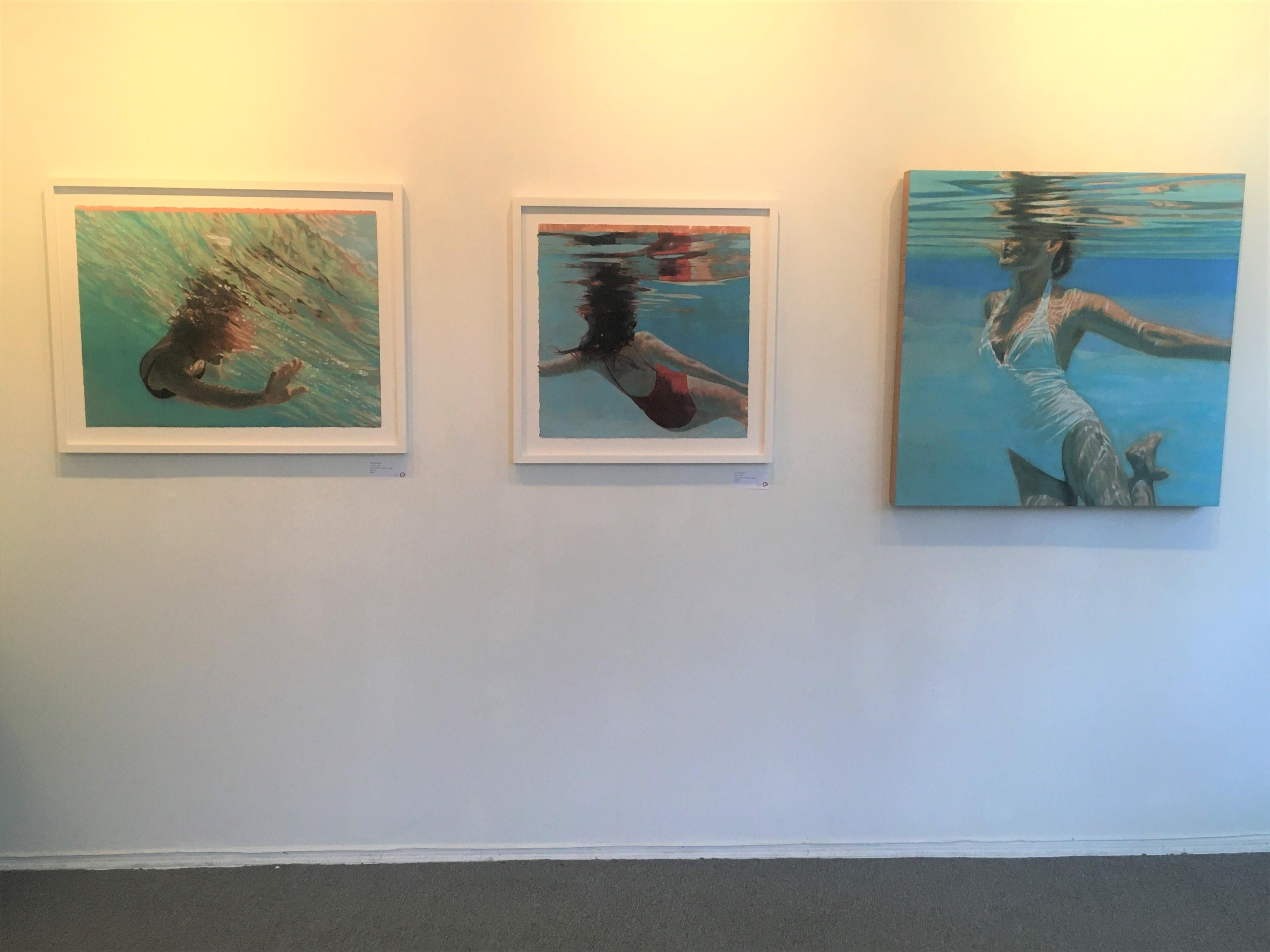 Dissolve, Swimmer, Water, Painting, White, Blue, Female Figure, Beach 3