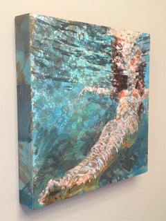 Effervescence, Swimmer, Water, Floating, Painting, Female, Figurative, Beach