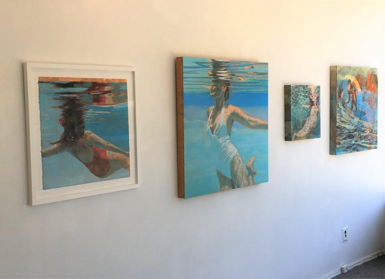Effervescence, Swimmer, Water, Floating, Painting, Female, Figurative, Beach For Sale 4
