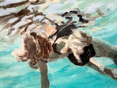 "Flow (paper)" Abstract painting of a woman in a blue pool