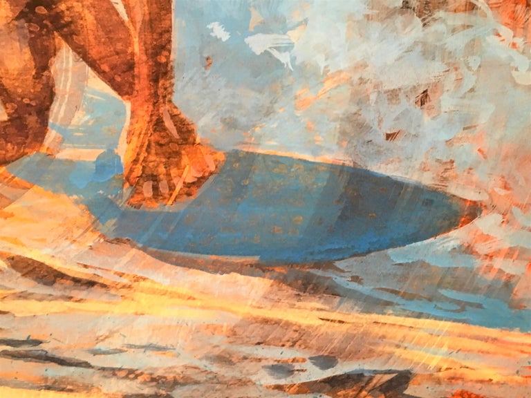 Malibu Dawn Patrol, Surfer, Water, Painting, Blue, Orange, Male Figure, Waves For Sale 1