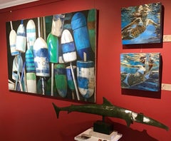 "Summer Sojourn 4" Woman in White Bikini Swimming & Reflection of Water