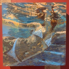 "Summer Sojourn 5" Woman in White Bikini Swimming and Reflection of Water