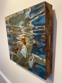 "Winter White" reflective painting of woman in white bathing suit underwater