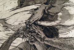 Female Figure Underwater Realist Etching --"Separation" by Carol Bennett