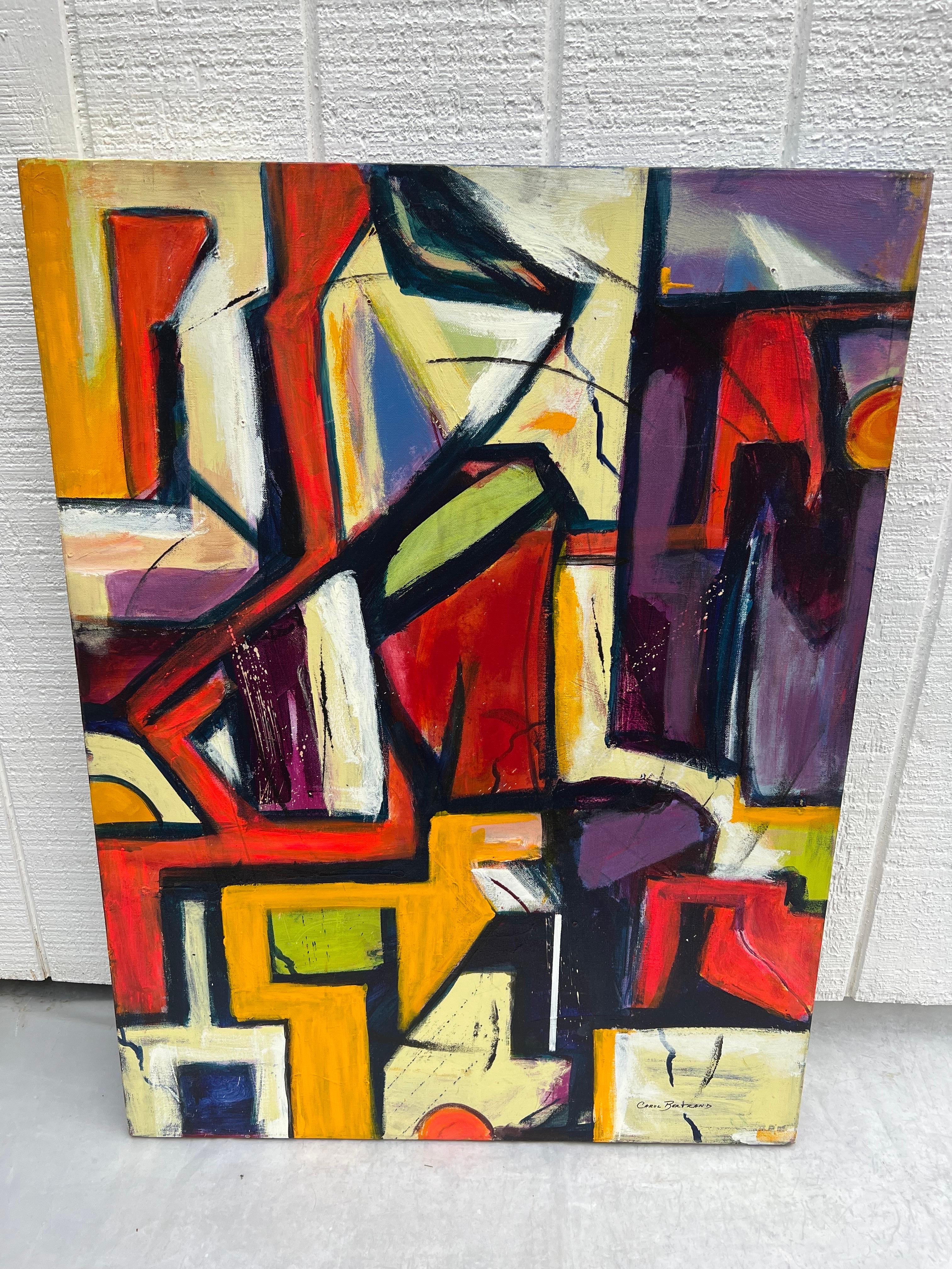 Post-Modern Large Carol Bertrand Colorful Post Modern Abstract For Sale
