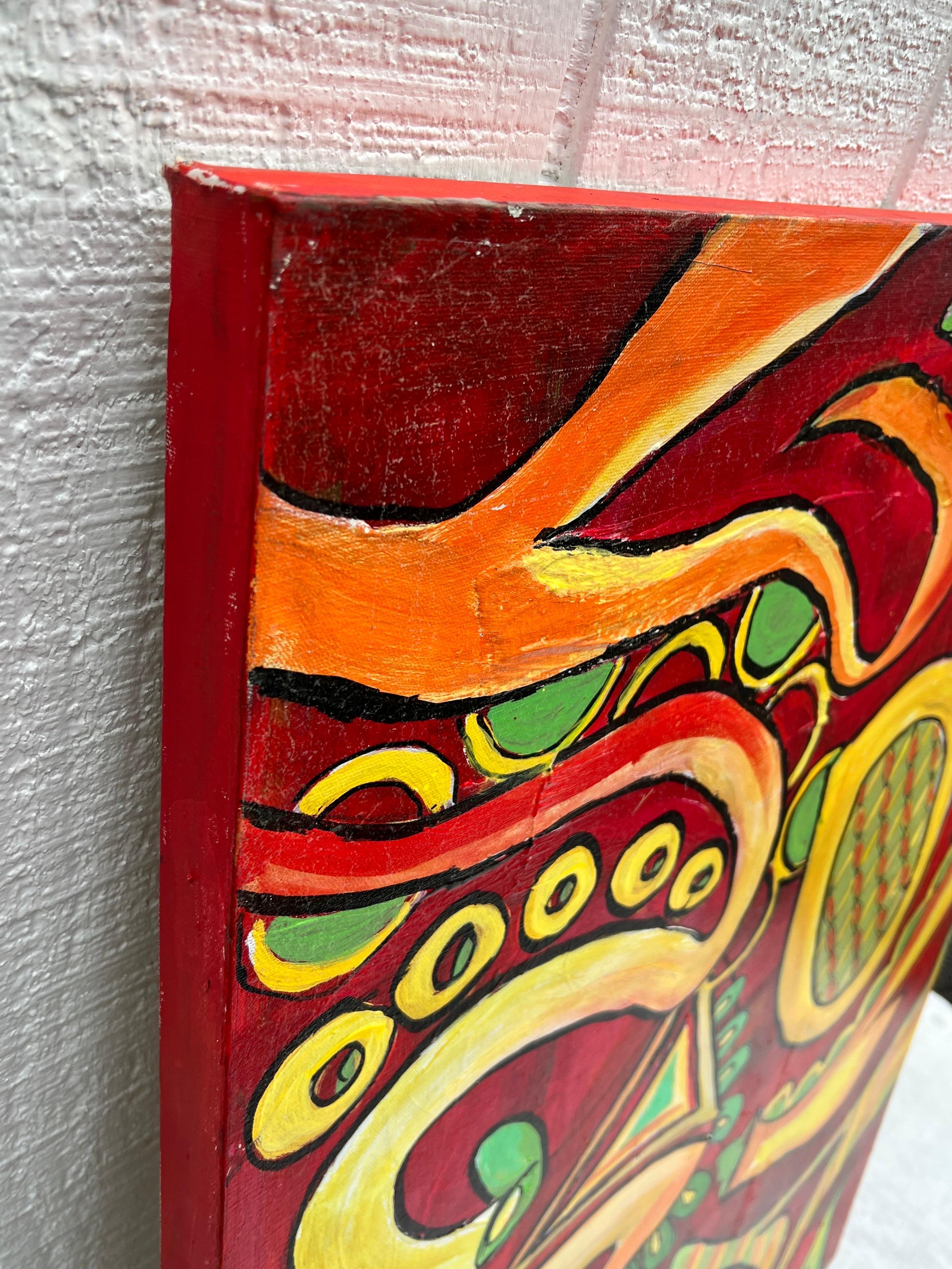 Carol Bertrand Serie Meditación Paisley Grande Amarillo y Rojo Siglo XXI y contemporáneo en venta