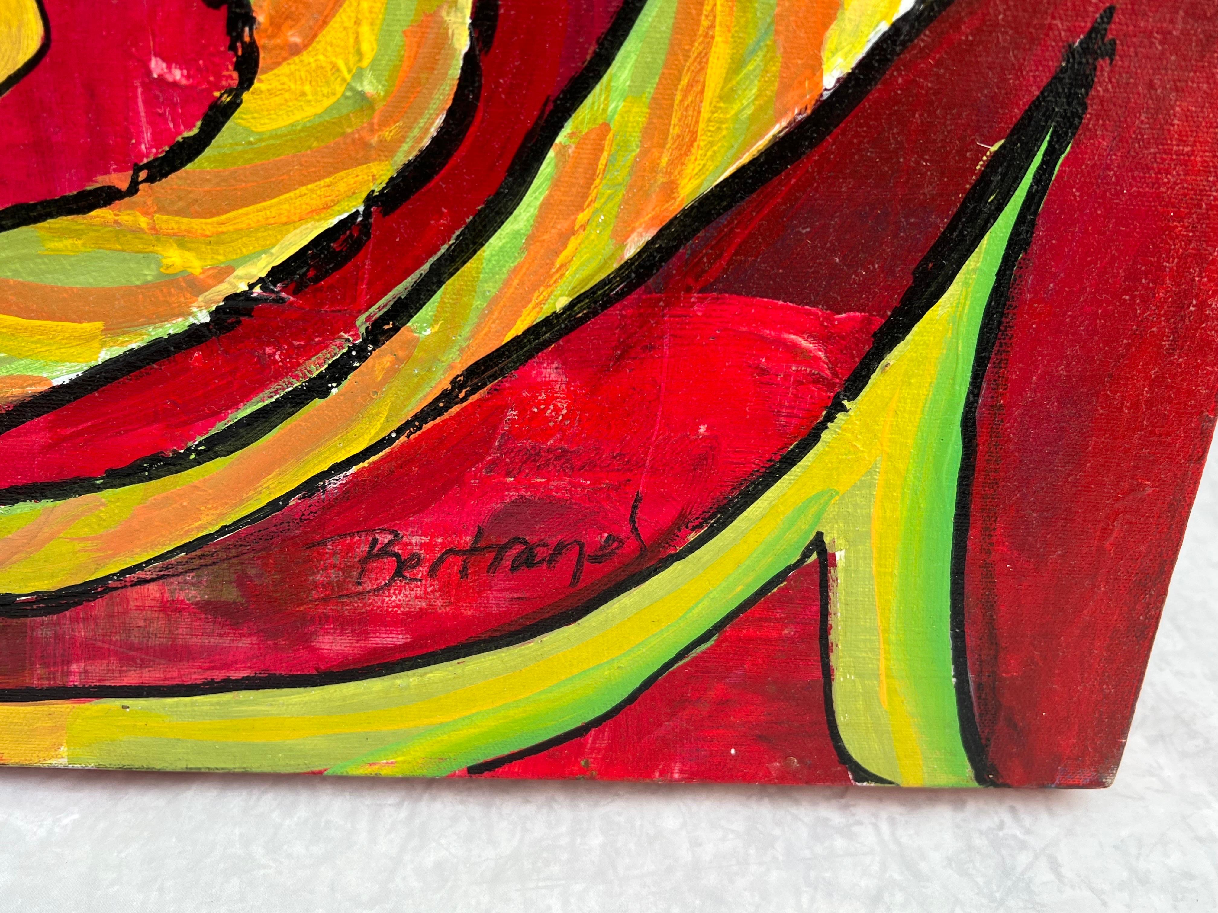 Carol Bertrand Serie Meditación Paisley Grande Amarillo y Rojo Lienzo en venta