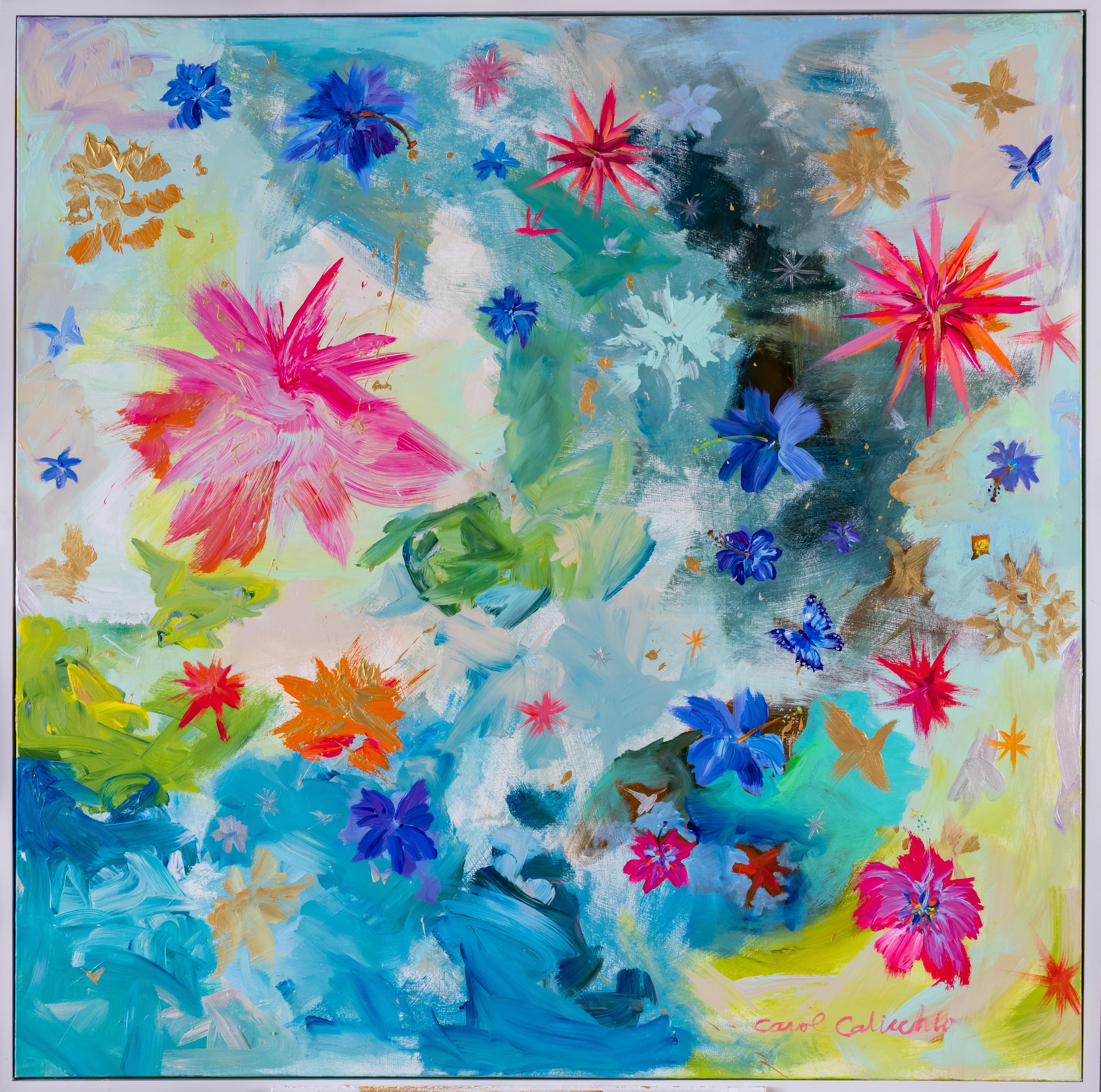Cosmic Flowers - Painting by Carol Calicchio