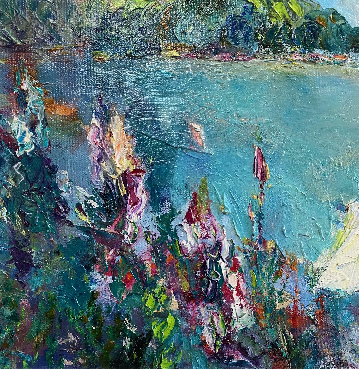 Bermuda, originelle abstrakte expressionistische Meereslandschaft (Abstrakter Expressionismus), Painting, von Carol Carpenter
