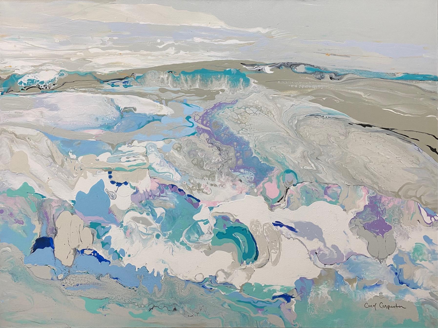 Carol Carpenter Landscape Painting – Coastal II, 36 x 48 originale abstrakte expressionistische Acryl-Marinelandschaft aus Acryl, Coastal II