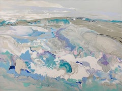 Coastal II, 36 x 48 paysage marin original abstrait expressionniste à l'acrylique