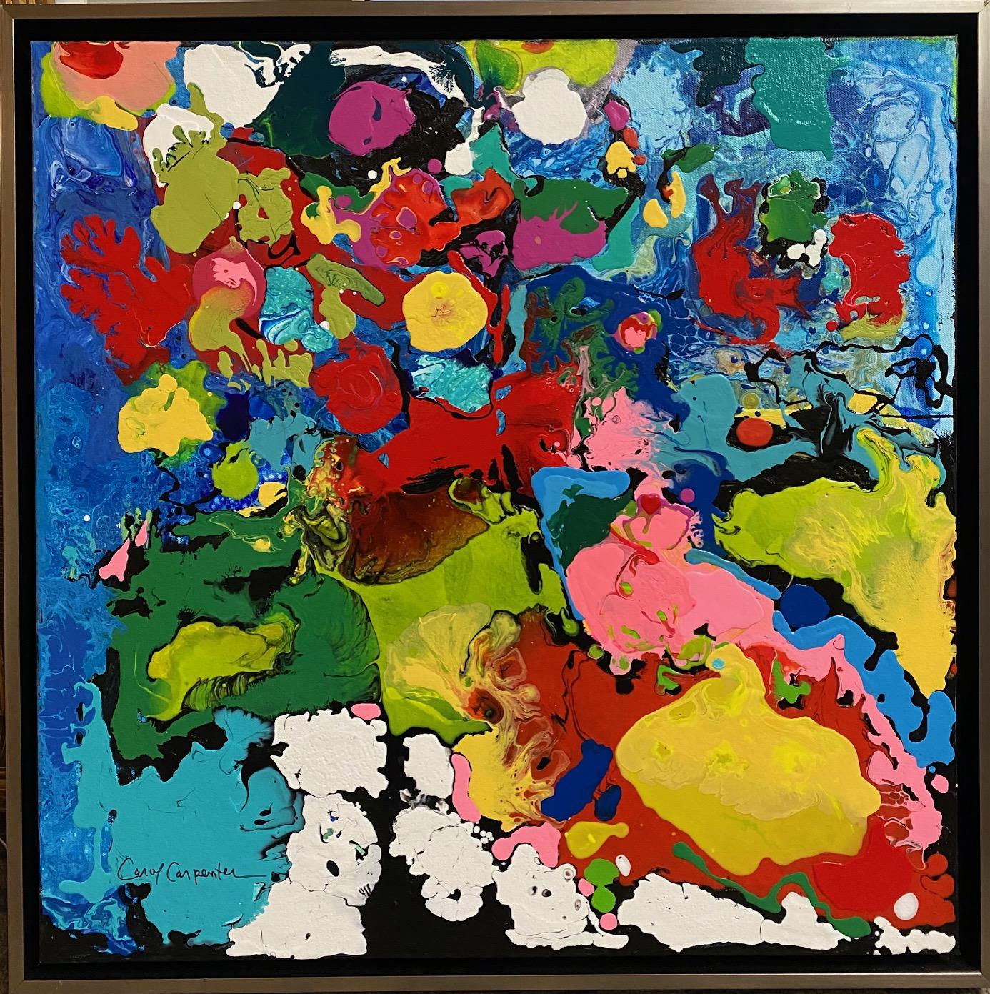Abstract Painting di Carol Carpenter - Flora, paesaggio originale 24x24 floreale astratto espressionista
