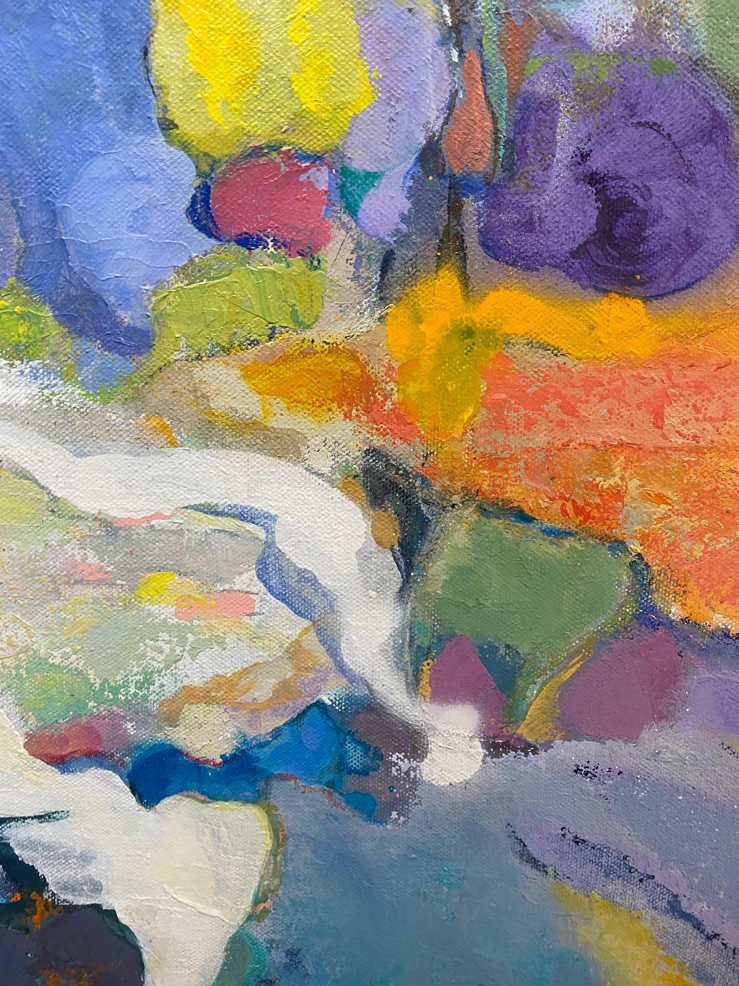 Lake Como, original 24x24 abstract expressionist Italian landscape For Sale 1