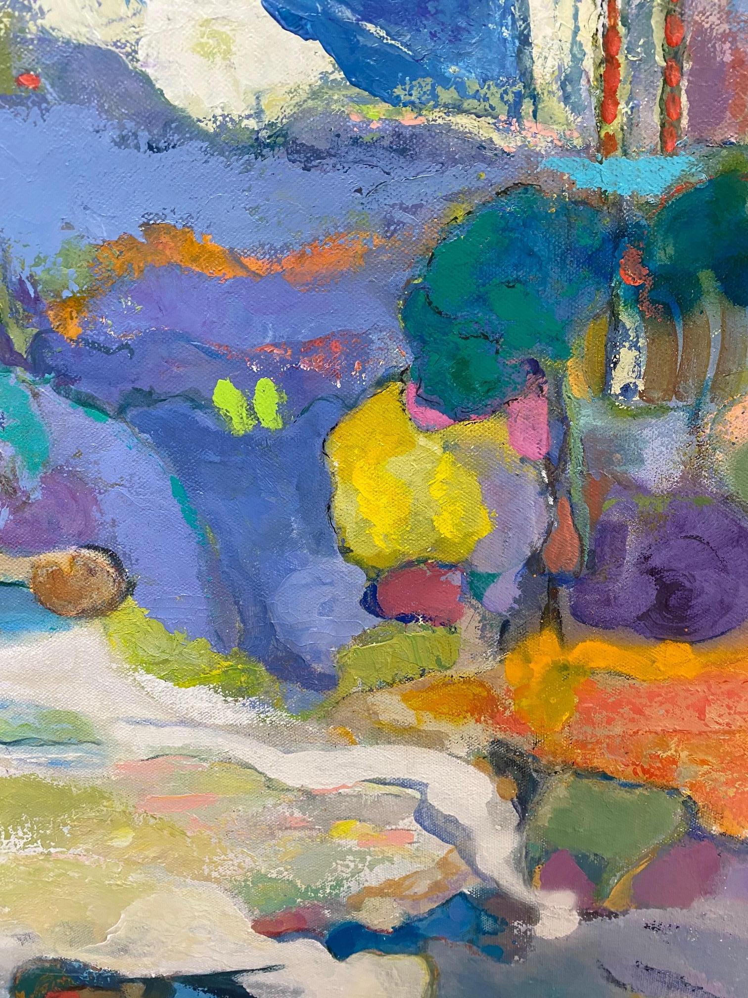 Lake Como, original 24x24 abstract expressionist Italian landscape For Sale 3