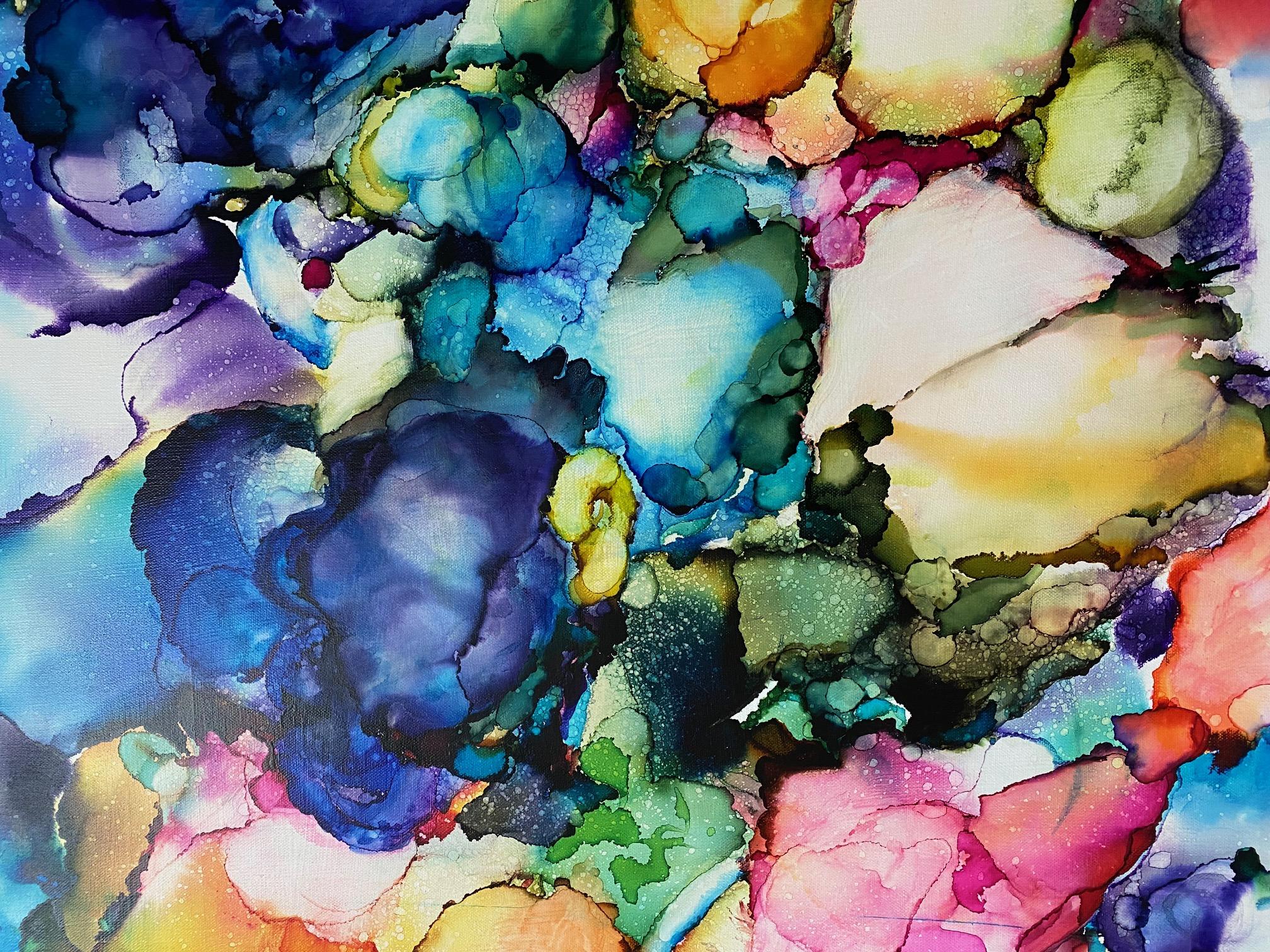 Landmarke, originale abstrakte expressionistische Blumenlandschaft im Format 40x30 (Abstrakter Expressionismus), Painting, von Carol Carpenter
