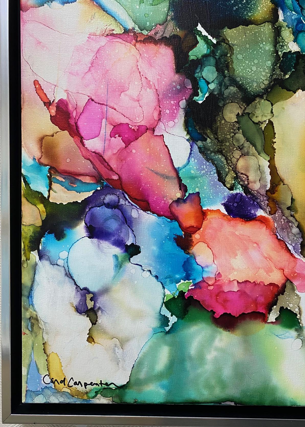 Landmarke, originale abstrakte expressionistische Blumenlandschaft im Format 40x30 3